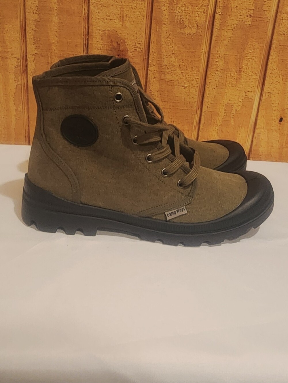Camp Ways Olive Green Men's Hiking Outdoor Water Resistant Boots Size 12 - Picture 6 of 9